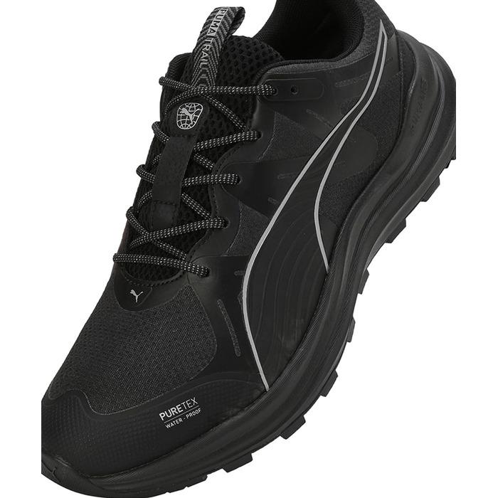 Кросівки для бігу PUMA Reflect Lite Trail PTX, унісекс, 37.5 EU, чорний/срібний/темно-сірий