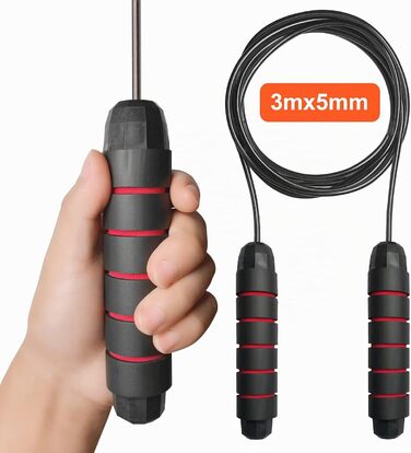 Стрибальний канат Springseil 3M зі швидкістю обертання та м'якими пінополіуретановими ручками, регульована довжина, для фітнесу, аеробніки та тренувань на витривалість