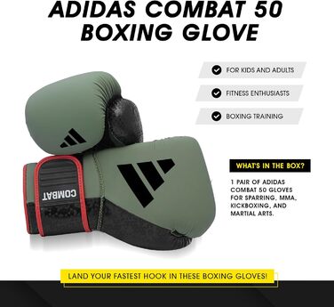 Боксерські рукавиці Adidas Combat 50 Black/Black Grün/Schwarz 10 унцій