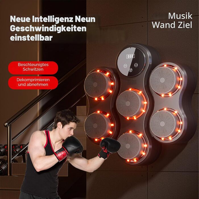 Музична машина Eznaobo для фітнесу: Bluetooth, 9 швидкостей, LED-дисплей, чорна