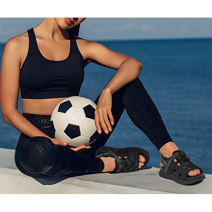 ONCAI Легкі сандалі для жінок, спортивні трекінгові сандалі з підтримкою стопи, ортопедичні для активного відпочинку, підходять при п'ятковому фасціїт, регульовані ремінці, розміри 36-43, чорний