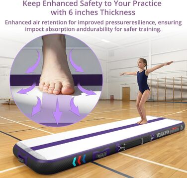 Надувний гімнастичний килимок Air Tumbling Track 4м фіолетовий (400x100x15 см) для тренувань