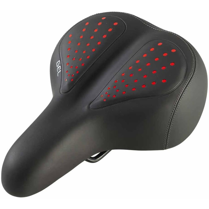 Велосипедне сідло EUROtops Gel з ліхтариком – комфортне сідло з гелевими подушками та двома пружинами, червоне світло безпеки, чорний колір, для чоловічих та жіночих велосипедів