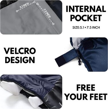 Спальний мішок 0°C XXL для дорослих, тепла погода, для кемпінгу, зими, походів, полювання, подорожей (2,4 кг, блакитний)