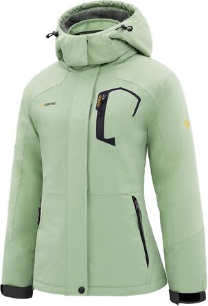 Жіноча гірськолижна куртка GEMYSE, водовідштовхуюча, тепла, вітронепроникна, зимова, зелена (L)
