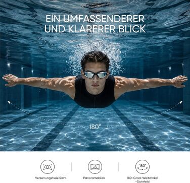 Окуляри для плавання чоловічі та жіночі Schwimmbrille, антифог, чорні