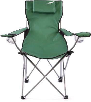 Туристичний стул Divero: складаний, для риболовлі, з підголовником, зелений (до 130 кг)
