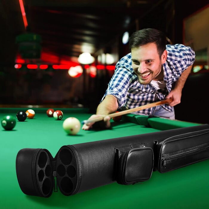 Більярдний кий Deekin 2x2 серія, овальна форма, сумка-чохол з 4 отворами, 2 кубики крейди, чорний колір