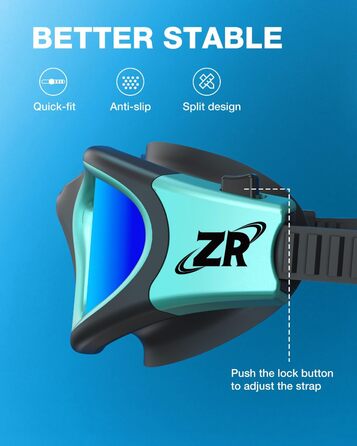 Окуляри для плавання ZIONOR G1 - поляризовані, унісекс, для дорослих та жінок, проти запотівання, 100% захист від УФ-променів, один розмір (G1 MAX, G1-MAX-polarisierte SchwarzGrün-Blau)