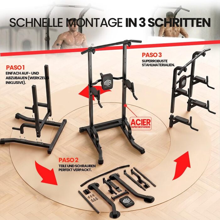 Турнік вільностоючий FELSENFEST Power Tower (до 220 кг) — регульований по висоті (165-235 см) тренажер для підтягувань, віджимань та преса для дому, калістеніка