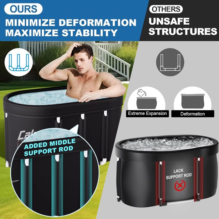 Ванна для криотерапії CalmMax Ovale - 450 л, переносний бак для холодної води, 5 шарів, 105 см, для спортсменів