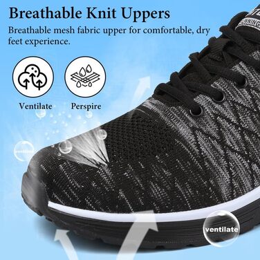 Чоловічі кросівки для бігу та занять спортом: Air Cushion, зручні та дихаючі. Розмір 43.5 EU, чорно-сірий колір