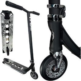 Скутер вілсажний CORE Trick Tretroller 110mm з колесами ABEC 9 для початківців та професіоналів, від 5 років, регульована висота 78-95 см + наліпка Fantic26 (Park CL1 H=86cm, чорний хром)