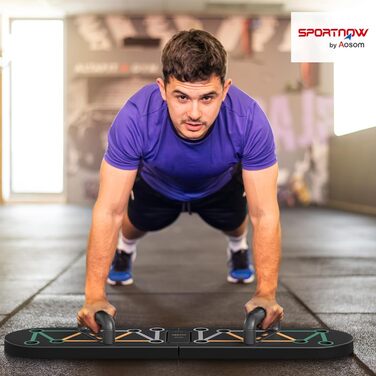 Складне тренажерне дошка Sportnow Push Up Board 11-в-1 з антиковзкими подушками для рук, плечей та грудей (чорний)