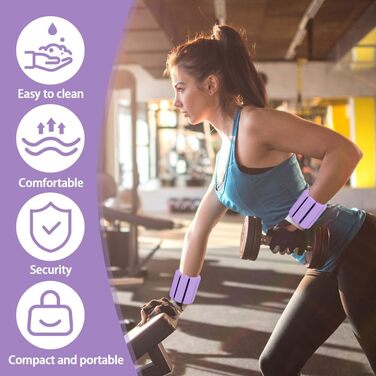 Набір обтяжувачів для зап'ястя та кісточок, регульовані (2 шт., 0.45 кг) Силіконові браслети для фітнесу, ходьби, йоги, пілатесу (фіолетовий)