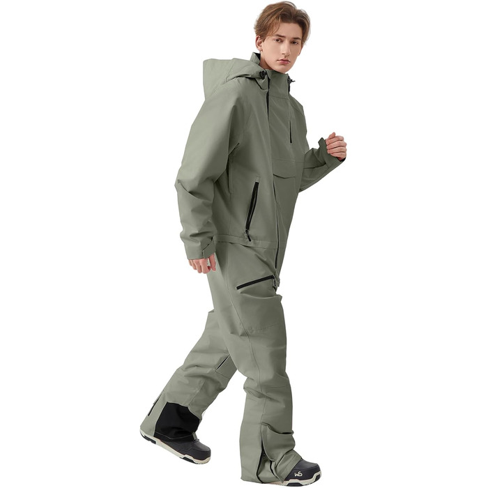 Комбінезон гірськолижний HOUZONIY для жінок, спортивний, армійсько-зелений (S)