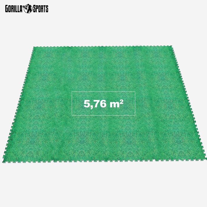 Набір захисних пазл-матів для підлоги GORILLA SPORTS (16 шт), 60x60x1.2 см, EVA піна, протиковзкі килимчики для фітнесу та тренувань, колір: трава (5,76 м²)