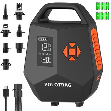Електричний насос для сапборду (SUP) 20 PSI, акумуляторний, 12000 mAh, з функцією накачування та здуття, для каяків, помаранчевий