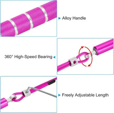 Стрибкове канат PATIKIL для фітнесу з підшипниками, алюмінієва ручка та ключ для аеробіки, рожевий