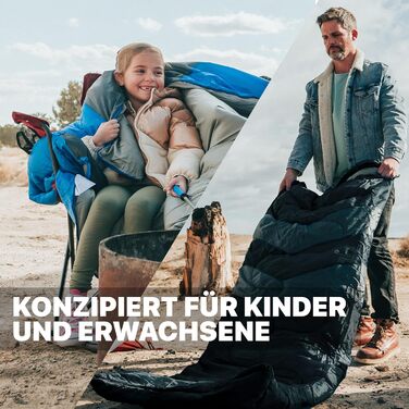 Спальний мішок MalloMe для дорослих та дітей - зимовий, 3 сезони, чорний, 10-25°C