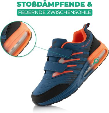 Кросівки спортивні жіночі та чоловічі Fusskleidung® для бігу, амортизаційні, легкі, темно-сині з помаранчевим, 45 EU