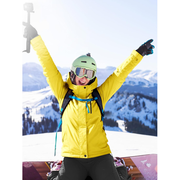 Жіноча водонепроникна куртка для катання на лижах FREE SOLDIER з флісовою підкладкою та капюшоном. Тепла зимова куртка-дощовик XXL, кремовий/жовтий колір