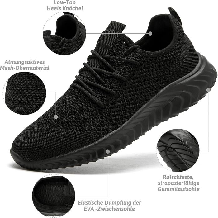 Чоловічі кросівки для бігу QIJGS: стильні та зручні для занять спортом та повсякденного носіння. Розмір 44 EU, колір чорний