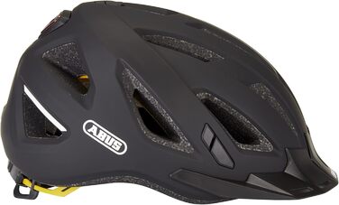 Велосипедний шолом ABUS Urban-I 3.0 MIPS чорний, з підсвіткою, захистом від ударів і магнітною застібкою, для дорослих, розмір M (52-58 см)