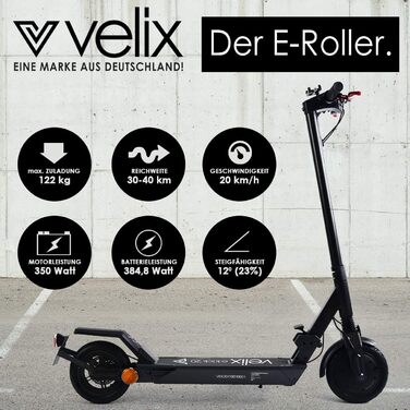 Електросамокат velix E-Kick 20 км/год, 350W, з рульовою сумкою, з дорожнім допуском eKFV