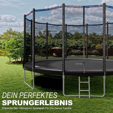 Трамплін JUMMICO Outdoor Ø 427 см з GS-сертифікацією, для дітей, з драбиною та боковою кишеню (Чорний)