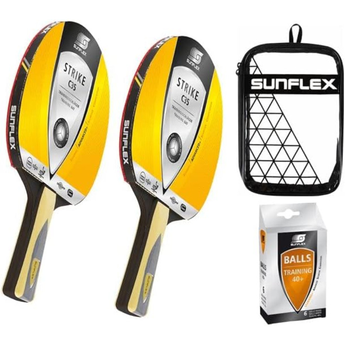 Набір для настільного тенісу sunflex Strike C35: 2 ракетки, чохол, 6 м’ячів, ITTF, для досвідчених гравців