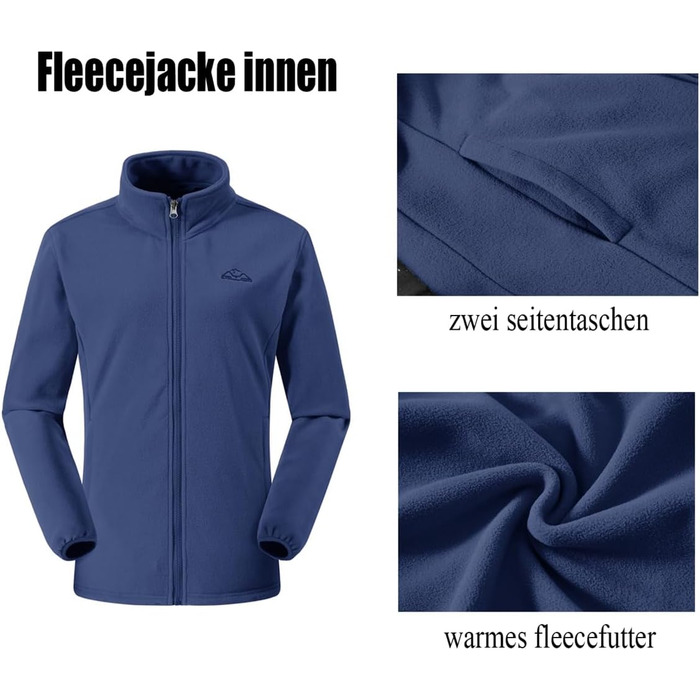 Жіноча 3-в-1 куртка Ysento: водонепроникна, вітрозахисна, з флісовою підкладкою, для активного відпочинку, з капюшоном (S, Морська)