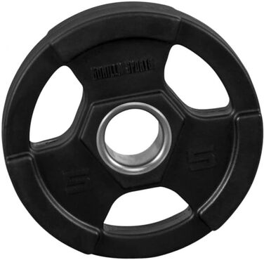 Олімпійські диски GORILLA SPORTS 5 кг, пластик, 50 мм, чорні, тригрип