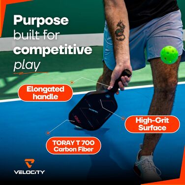 Пікбол ракетка Raw Carbon Fiber Pickleball Paddle – Преміум Toray T700 – Сертифікована USA Pickleball – Ракетка для пікболу Power & Control з вуглецевого волокна