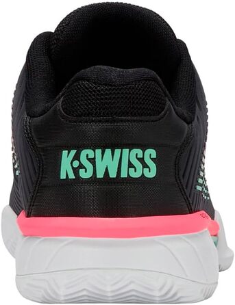Жіноче тенісне взуття K-Swiss Hypercourt Express 2 Clay, чорно-біле, неоново-м'ятне, 34.5 EU