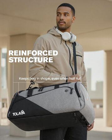 Спортивна сумка Tolaccea: велика містка сумка-рюкзак з відділенням для взуття та мокрих речей. Ідеальна для тренувань, подорожей, басейну, сауни, футболу (для чоловіків та жінок)