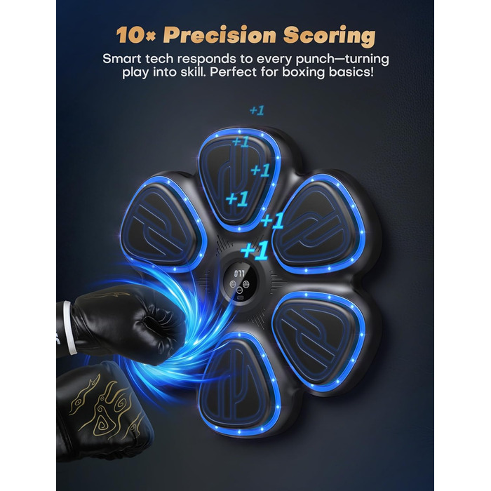 Музична боксерська машина BESSERITE з підсвіткою та рукавичками, для дорослих та підлітків