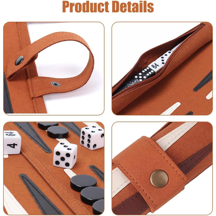 Набір для гри в шашки та нарди JOAASU, 25x35 см, шкіряний, для дорослих та дітей, ідеально для подорожей та кемпінгу