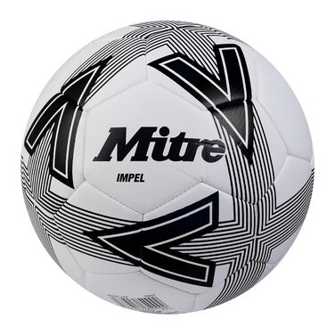 М'яч для футболу Mitre L30P Impel (білий/чорний) з насосом, форма стабільна, для тренувань та гри