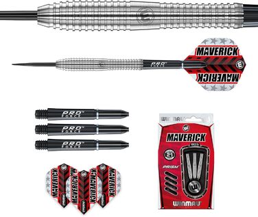 Професійний набір дартс WINMAU Maverick 21 г, сталевий наконечник, вольфрам, з крилами та стрижнями