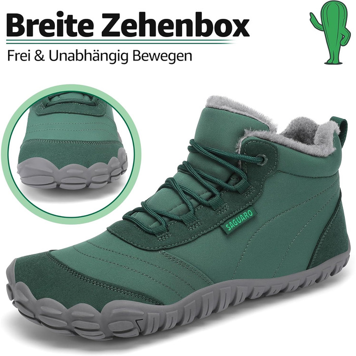 Зимові барфутбові черевики Saguaro з підкладкою, для жінок та чоловіків, розмір EU 36-48 (EU 44, темно-зелений)
