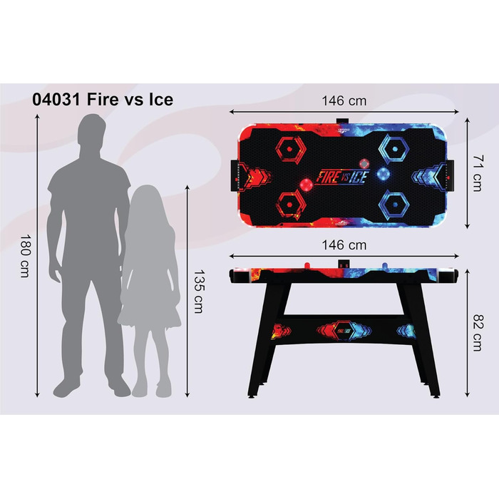 Airhockey Carromco Fire & Ice: Ігровий стіл з LED-підсвічуванням та електронним підрахунком очок