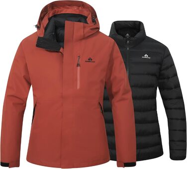 Жіноча зимова куртка Pioneer Camp 3 в 1 – гірськолижна куртка, сноуборд куртка, водонепроникна, дихаюча, з бавовняною підкладкою, Vermilion Red, XL