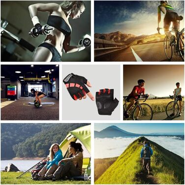 Велосипедні рукавички для чоловіків та жінок літні, напівпальцеві для гірського велосипеда, шосе, піших прогулянок, альпінізму, чорні, червоні, розмір L