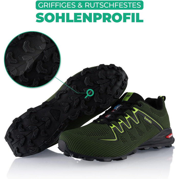 Трекінгові черевики для жінок та чоловіків, дихаючі, для трекінгу та трейлраннінгу (46 EU, темно-зелений)