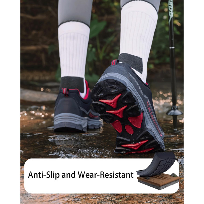 Черевики для хайкінгу/туризму (чоловічі/жіночі), водонепроникні, легкі, розмір 37-46 EU, чорно-червоні