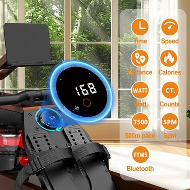 Весловий тренажер MettleMatic для дому з дуба, водяний, Bluetooth, тримач для планшета, до 175 кг, зріст до 200 см, гарантія 2 роки