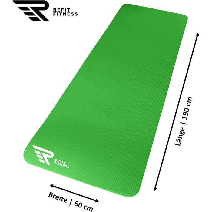 Килимок для йоги та фітнесу Gymnastikmatte Profi 190x60 см, 10 мм, Lime - антиковзкий, NBR, з ременем та сумкою
