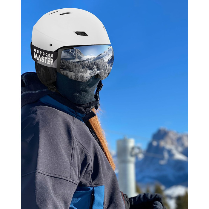 Набір для сноубордингу та лижного спорту Outdooraster: шолом, маска PRO, для жінок, чоловіків, молоді, білий, XL
