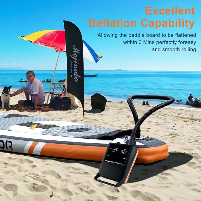 Електричний насос для SUP Mojimdo 20PSI з акумулятором, світлом та автовимкненням, 12V DC та USB-C, 6 насадок для SUP, каяків, наметів, матраців